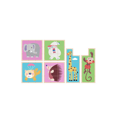 Cartoon Wooden Block Puzzles | Assembles Multiple Animal Shapes | Natural Wood Eco-Friendly | Custom