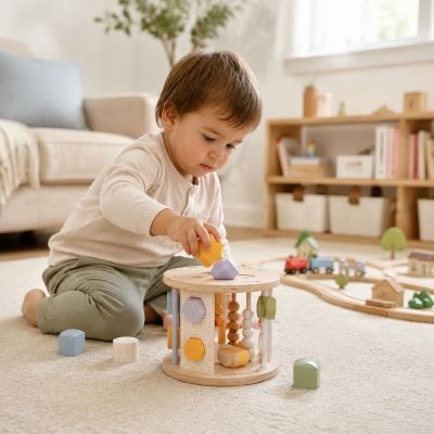 Wooden Shape Sorter Classic Montessori Learning Toy Ages 3+