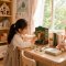 DIY Book Store Kit Laser Cut Wood Puzzle Toy with LED Lights, Miniature 3D Wooden Book Nook for Shelf Decor