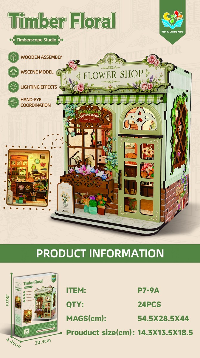 Flower shop kit packaging and specification information sheet