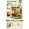 DIY Flower Shop Kit Laser Cut Wood Puzzle Toy with LED Lights, Miniature 3D Wooden Flower Shop Model for Desk & Shelf Decor
