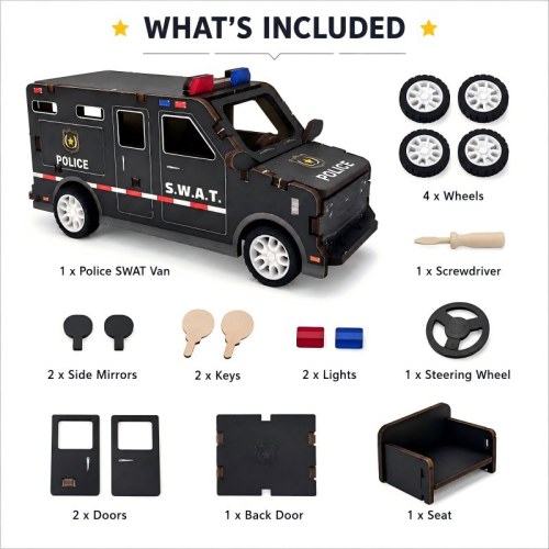 3D Wooden Puzzle SWAT Vehicle Toy