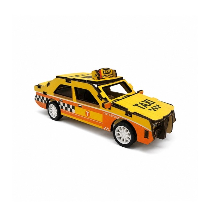 3D Wooden Puzzle Taxi Vehicle Toy