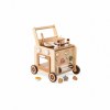 Wooden Baby Push Walker With Activity Center, Speed Control Toddler Learning Walker With Pretend Play Kitchen, Shape Sorter And Early Learning