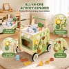 Wooden Baby Push Walker With Activity Center, Speed Control Toddler Learning Walker With Pretend Play Kitchen, Shape Sorter And Bead Maze