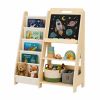 Kids Bookshelf and Toy Storage with Chalkboard, Wooden Book Shelf for Kids Rooms