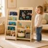 Kids Bookshelf and Toy Storage with Chalkboard, Wooden Book Shelf for Kids Rooms