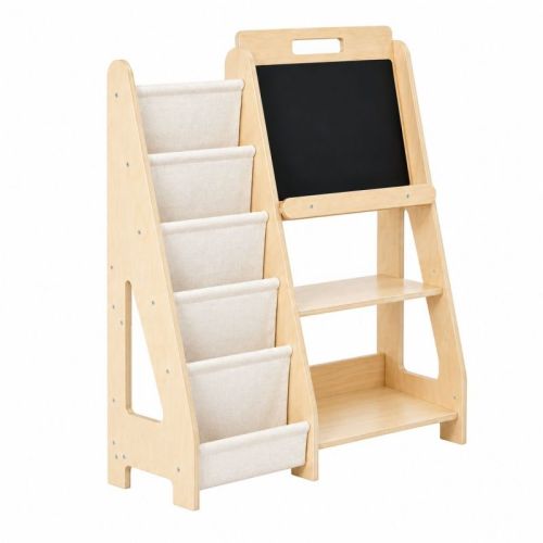 Kids Bookshelf and Toy Storage with Chalkboard, Wooden Book Shelf for Kids Rooms