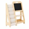Kids Bookshelf and Toy Storage with Chalkboard, Wooden Book Shelf for Kids Rooms