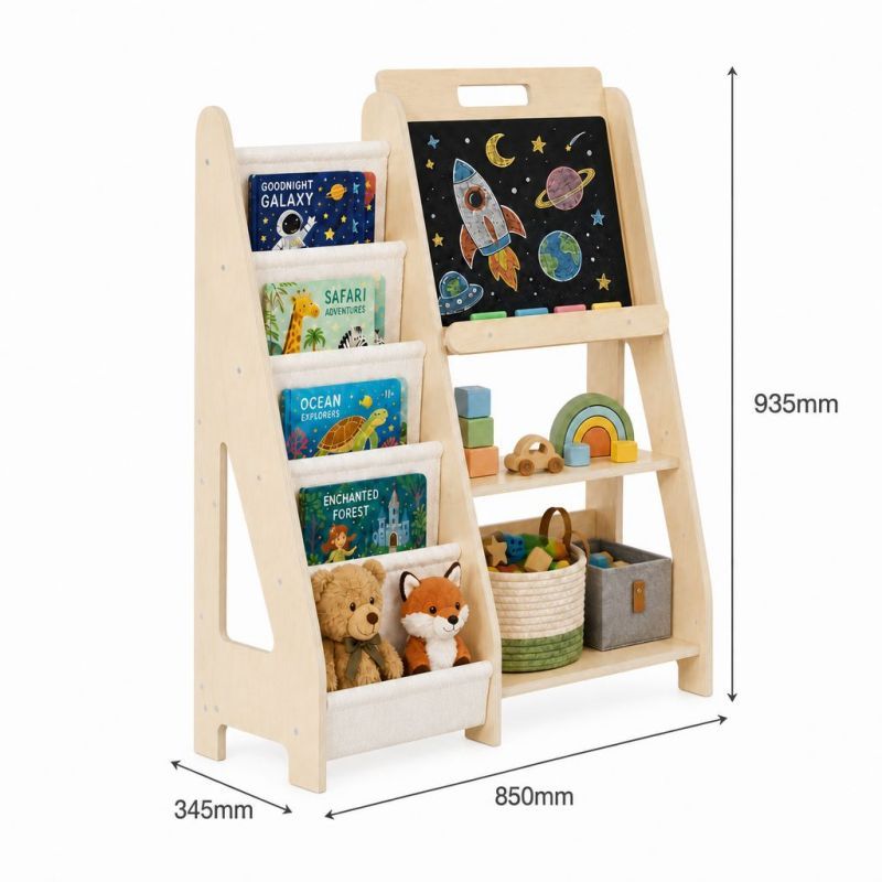 Kids bookshelf and toy storage dimensions 850mm x 345mm x 935mm