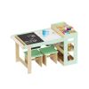 Kids Art Table and 2 Chairs Set with Roll Paper & Storage, Wooden Kid Craft Table for Drawing, Learning and Reading, Toddler Activity Play Desk for Home, Playroom or Classroom