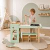 Kids Art Table and 2 Chairs Set with Roll Paper & Storage, Wooden Kid Craft Table for Drawing, Learning and Reading, Toddler Activity Play Desk for Home, Playroom or Classroom