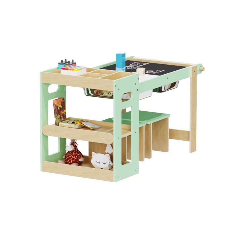 Kids craft table with supply organizer cubbies