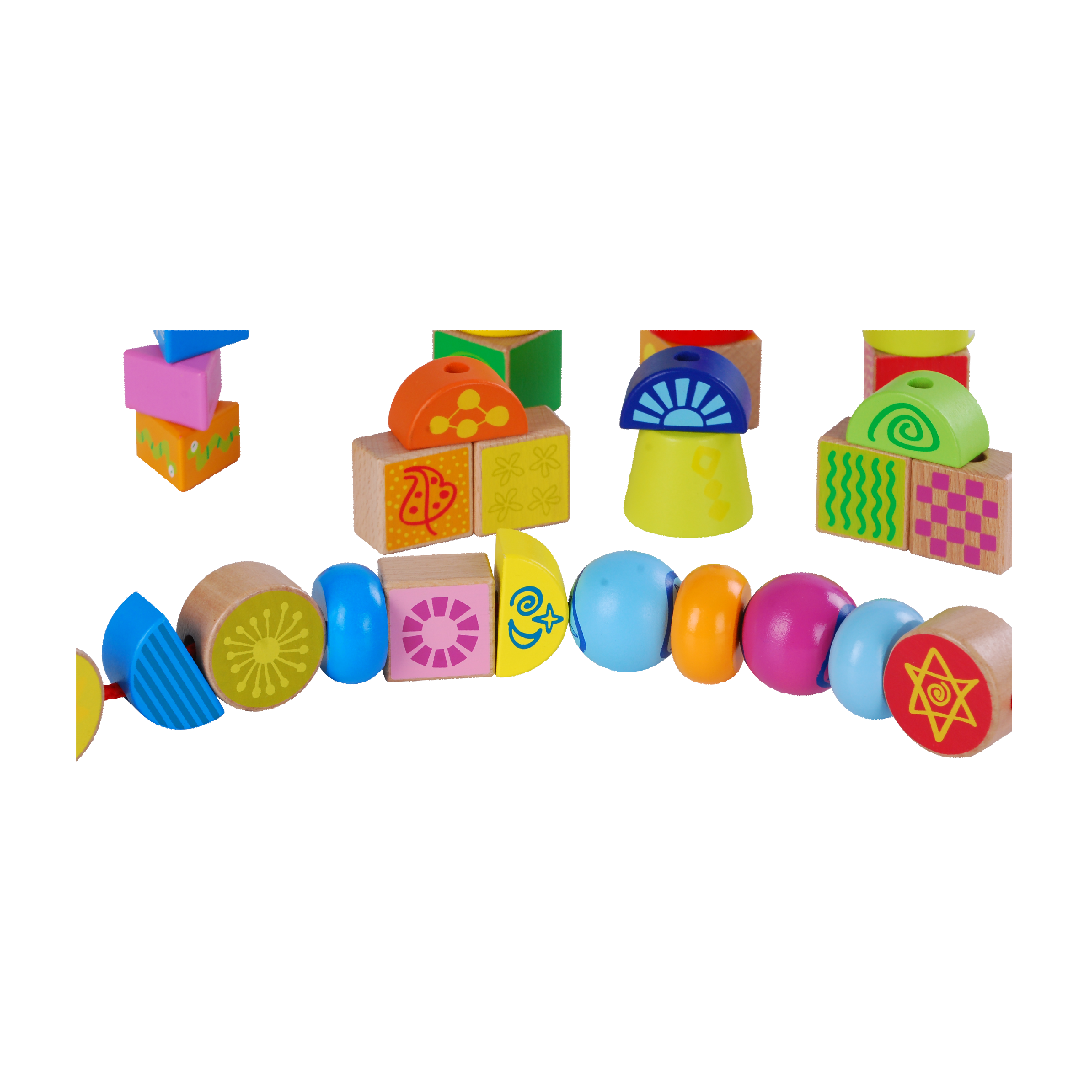 Lacing Blocks Threading & Stacking Toddler Learn Counting and Shapes Baby Kids Fine Motor Skills Toys