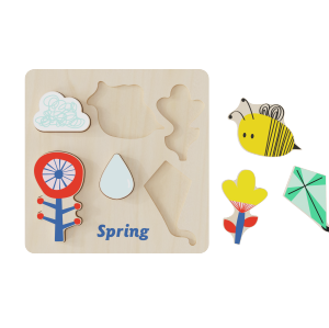 Wooden Chunky Puzzles Seasons, Spring Summer Autumn Winter Puzzle Toys Montessori Puzzles