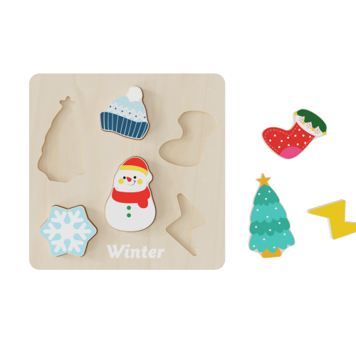Wooden Chunky Puzzles Seasons, Spring Summer Autumn Winter Puzzle Toys Montessori Puzzles