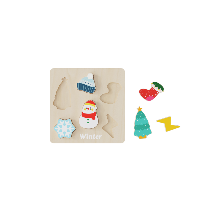Wooden Chunky Puzzles Seasons, Spring Summer Autumn Winter Puzzle Toys Montessori Puzzles