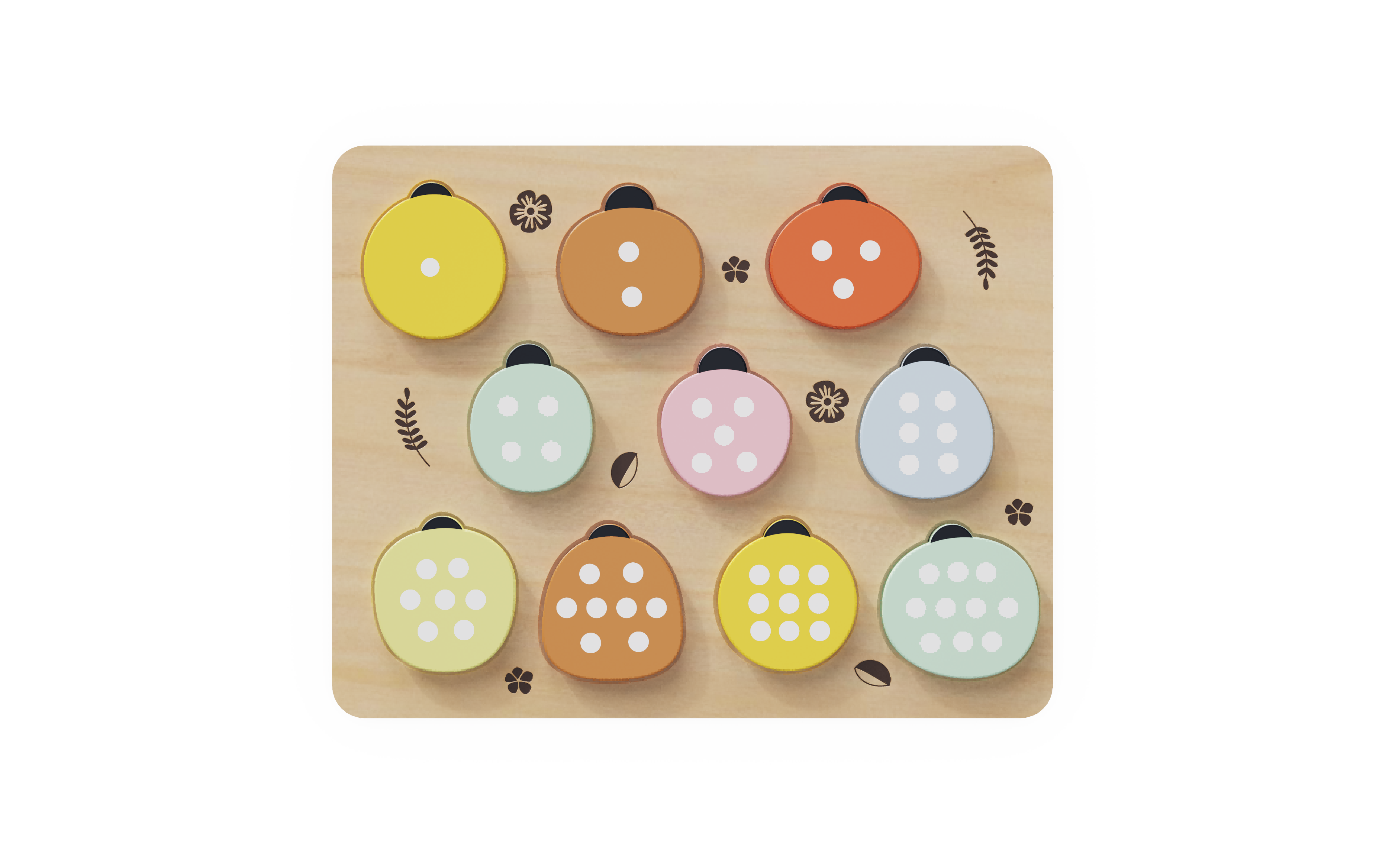 Wooden Ladybugs Counting Puzzle Montessori Counting Toys for Toddlers Learning Education Toy Ladybugs Puzzle Numbers Matching Preschool Math Board Games 