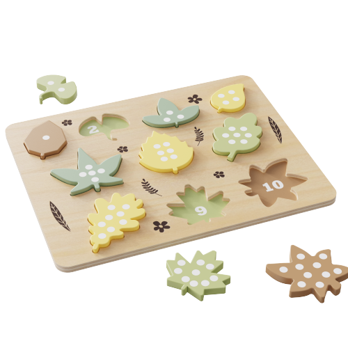 Wooden Counting Puzzle Leaves Montessori Number Counting Toys for Toddlers Learning Education Toy
