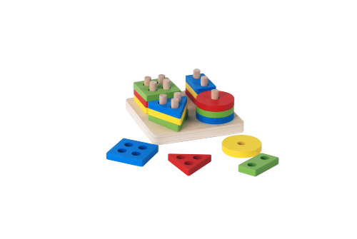 Wooden Sorting Stacking Montessori Toys, Shape Color Recognition Blocks Matching Puzzle