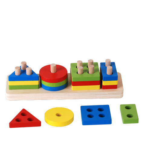 Shape Sorting Board Montessori Stacking Toys Colourful Wooden Sensory Toy