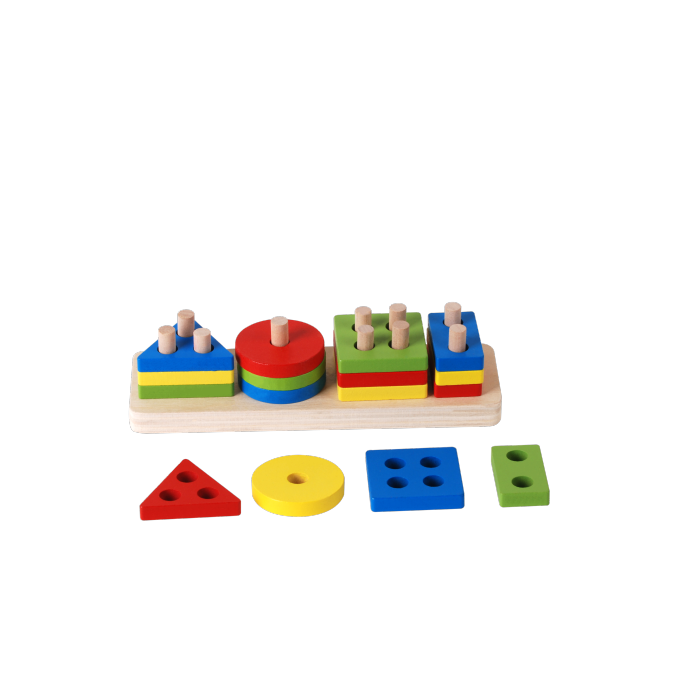 Shape Sorting Board Montessori Stacking Toys Colourful Wooden Sensory Toy