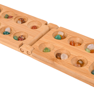 Mancala Board Game - Fun Classic Table Game with Wooden Board for Adults & Kids 2 Player Game