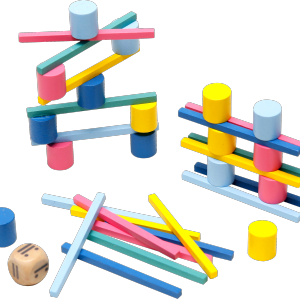Wooden Tower Stacking Game Montessori Building Blocks with Dice Tower Toy