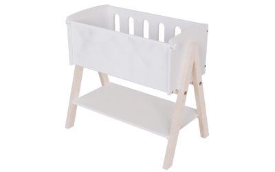 18 inch Wooden Doll Furniture Height Adjustable Doll Crib with adjustable Height Doll Bed with Storage Platform for 18in Doll