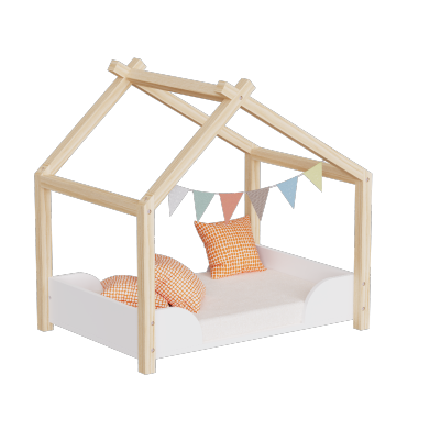 Wooden Baby Doll Bed with White Bedding Kit for 18 inch Dolls