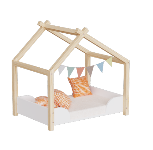 Wooden Baby Doll Bed with White Bedding Kit for 18 inch Dolls