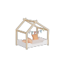 Wooden Baby Doll Bed with White Bedding Kit for 18 inch Dolls