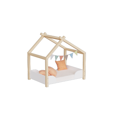 Wooden Baby Doll Bed with White Bedding Kit for 18 inch Dolls