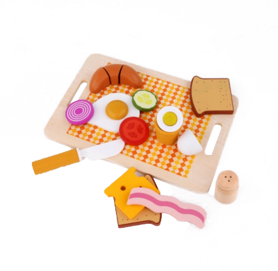 Forestoy Wooden Play Food Set "Breakfast" for Kids Kitchen Toys for Toddlers