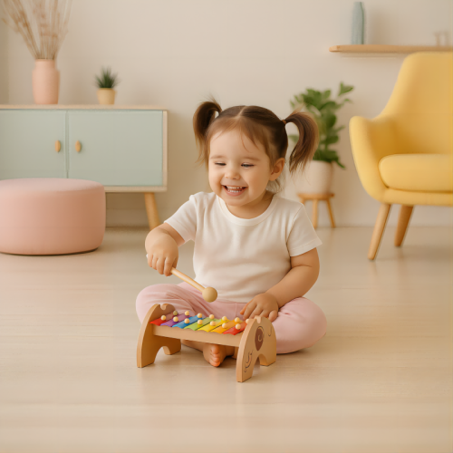 Wooden Xylophone | Colorful Musical Toy | (Wood, 8 Notes) | Toddler Learning & Play | OEM