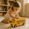 Wooden School Bus Toy | Educational Pull-Along Vehicle | Wood, Wheeled Play | Toddler Learning| OEM