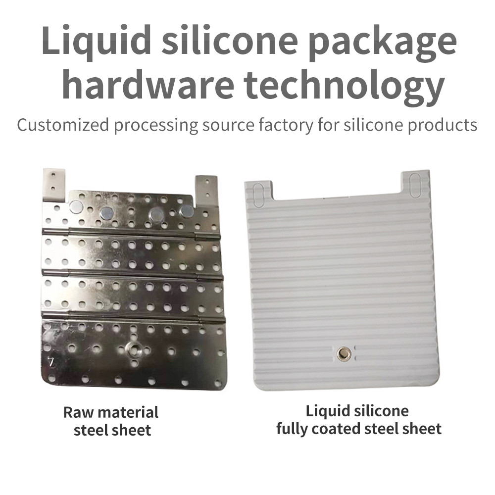 Liquid silicone wrapped hardware