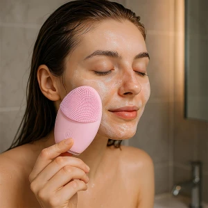 Limpiador facial sónico de silicona: cepillo suave, resistente al agua y recargable para una limpieza profunda de los poros.