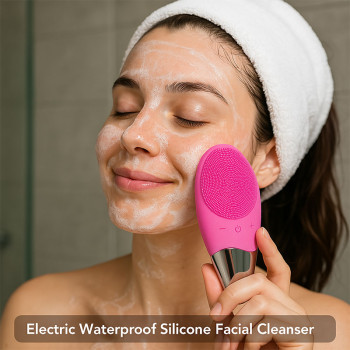 Rechargeable Sonic Silicone Facial Brush – Deep Cleansing, Waterproof & Gentle for All Skin Types