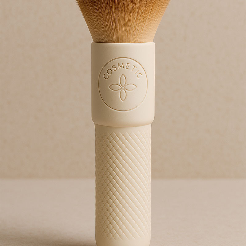 Makeup Brush with Embossed Logo and Textured Handle
