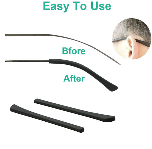 Soft Silicone Anti-Slip Eyeglass Temple End Tips Replacement Temple Covers for Flat & Thin Eyeglass Legs | OEM Manufacturer