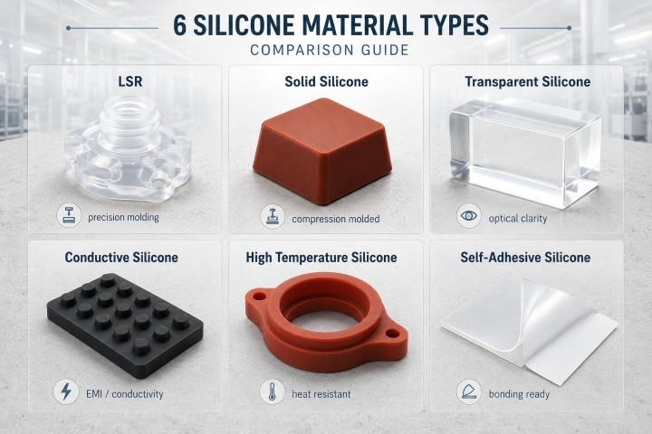 Common silicone material types for custom molded silicone products