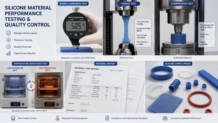 Silicone material properties testing for custom molded parts