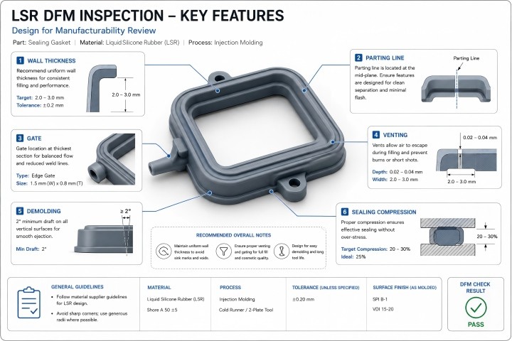 DFM review checkpoints for silicone mold design
