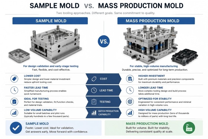 Sample mold vs mass production mold for custom silicone parts