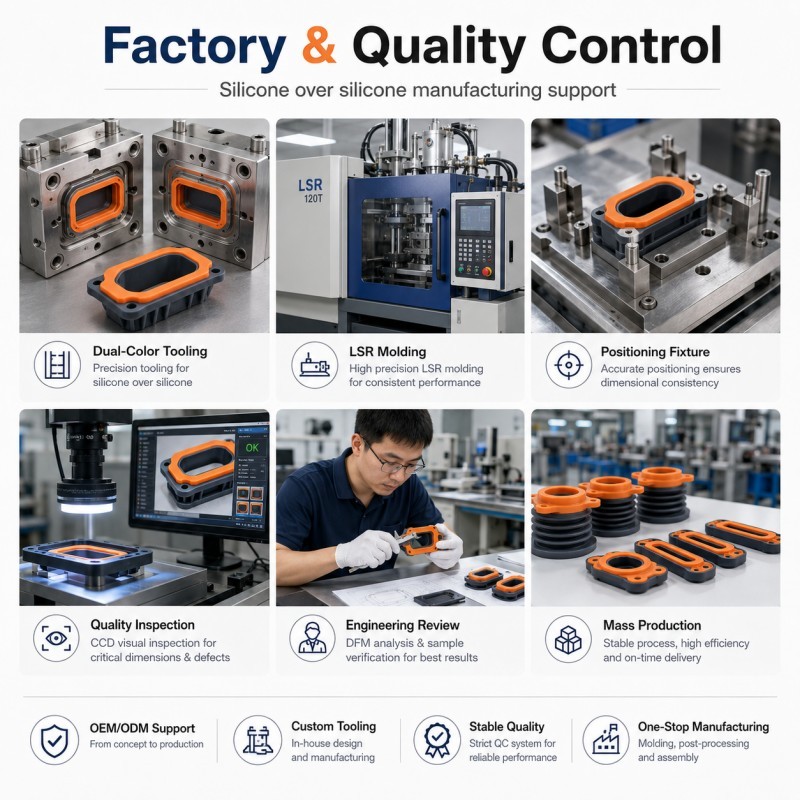 Silicone over silicone factory with molding and quality inspection