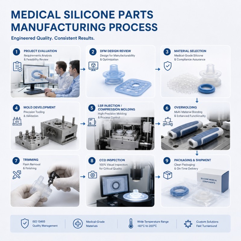 Medical silicone parts manufacturing process