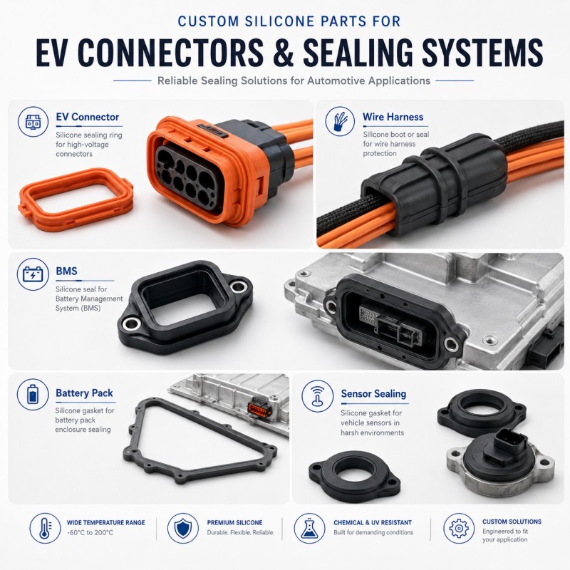 Custom automotive silicone parts for EV connectors and sealing systems