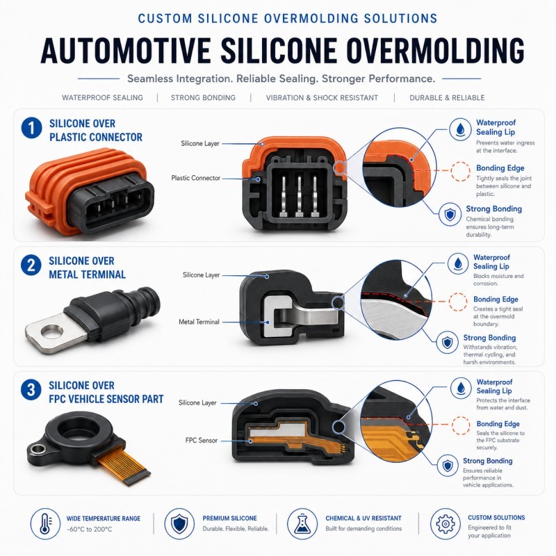 Automotive silicone overmolding solutions for connector and sensor parts