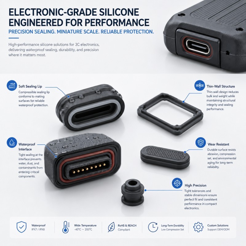 Electronic grade silicone material performance for waterproof parts